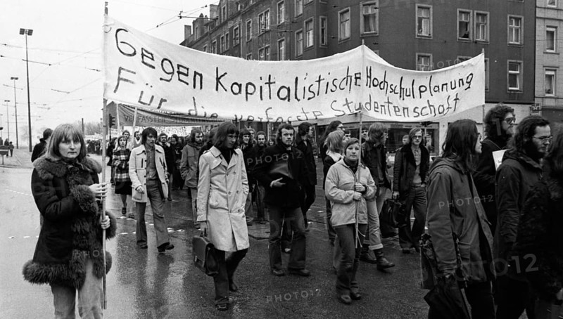 Students at Dortmund University demonstrated on 30.01.1975 against what they saw as a worsening of study conditions as a result of the Higher Education Framework Act (HRG), Germany, Europe