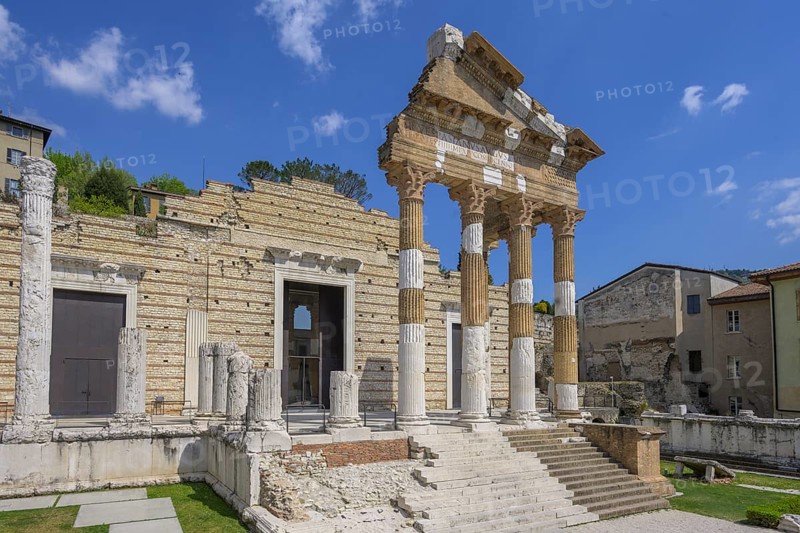 Capitoline Temple 73v. Chr. erected by Vespasian, Brescia, Province of Brescia, Italy, Europe
