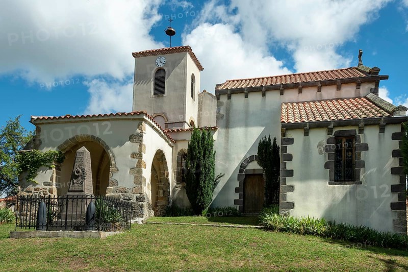 Church Saint Julien. La Chapelle sur Usson village, Livradois-Forez regional natural park, Puy de Dome department, Auvergne Rhone Alpes, France, Europe
