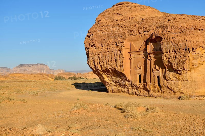 Nabataean tombs at Djabal Al-Ahmar, Hegra or Mada'in Salih, AlUla region, Medina province, Saudi Arabia, Arabian Peninsula, Asia