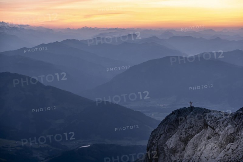 Evening mood, Dramatic mountain landscape, View from Hochkönig, Salzburger Land, Austria, Europe