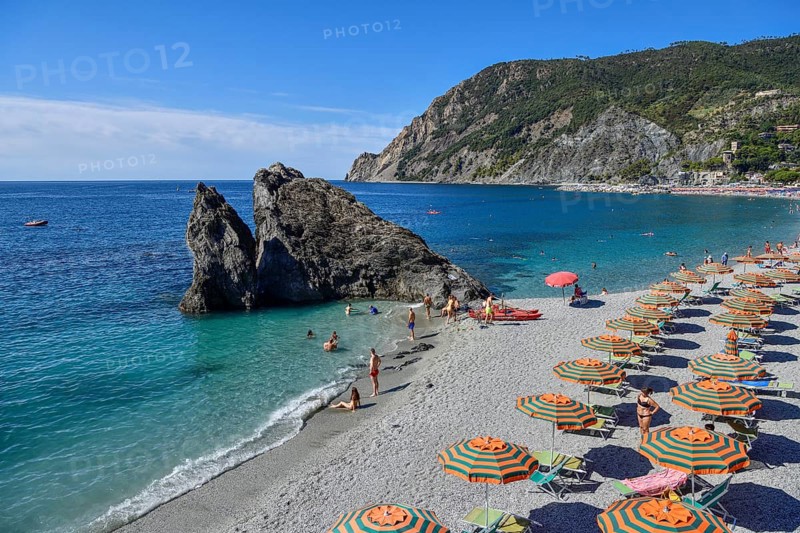Monterosso Beach, Spiaggia di Fegina, Cinque Terre, Province of La Spezia, Liguria, Italy, Europe