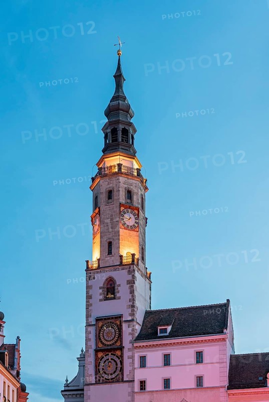 Old Town Hall Clock Tower, Altes Rathaus, Lower Market Square, Untermarkt, Görlitz, Goerlitz, Germany, Europe