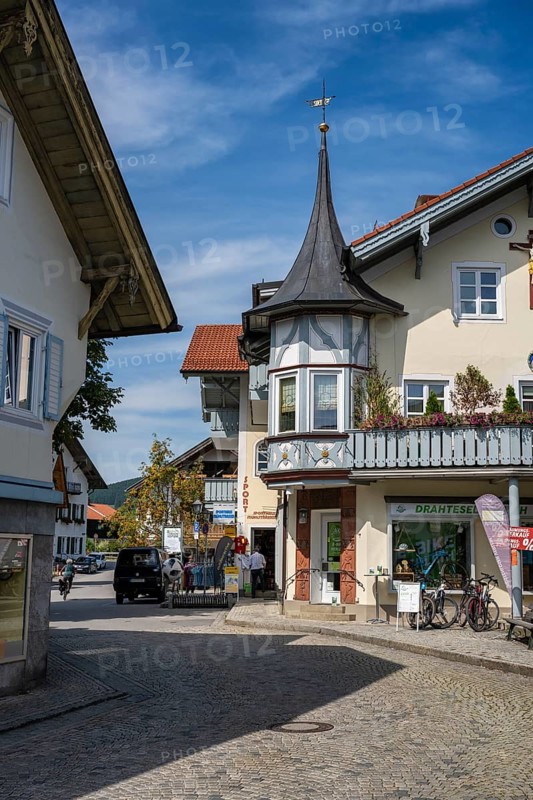 Historic buildings in Theaterstraße, Oberammergau, district of Garmisch-Partenkirchen, Upper Bavaria, Germany, Europe