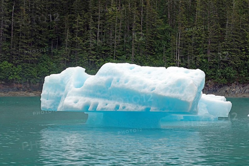 Small piece of ice from a glacier calving into the sea, Tracy Arm Fiord, Tongass National Forest, Juneau, Inside Passage, Alaska, USA, North America