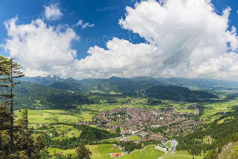 Panorama from Schattenberg, 1692m, on Oberstdorf, Allgäu, Bavaria, Germany, Europe