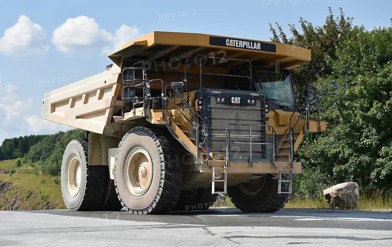 Caterpillar truck driving limestone, Saxony-Anhalt, Germany, Europe