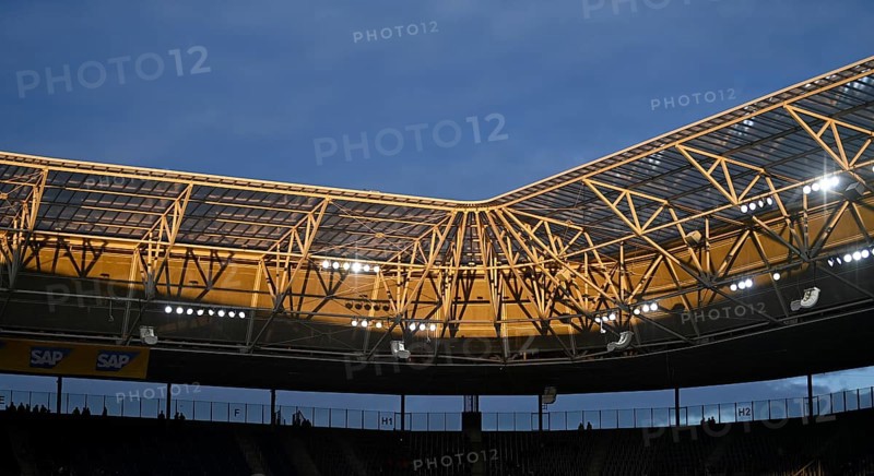 Roof construction of the PreZero Arena, evening light, Sinsheim, Baden-Württemberg, Germany, Europe