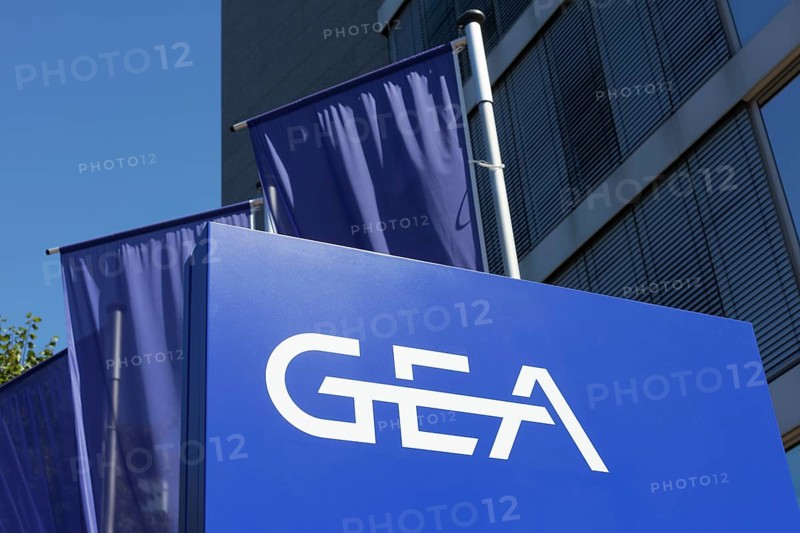 GEA Group AG, logo at headquarters, industrial group, mechanical and plant engineering, Airport City, Düsseldorf, North Rhine-Westphalia, Germany, Europe