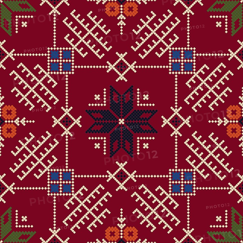 Traditional Latvian embroidery seamless pattern, vector illustration