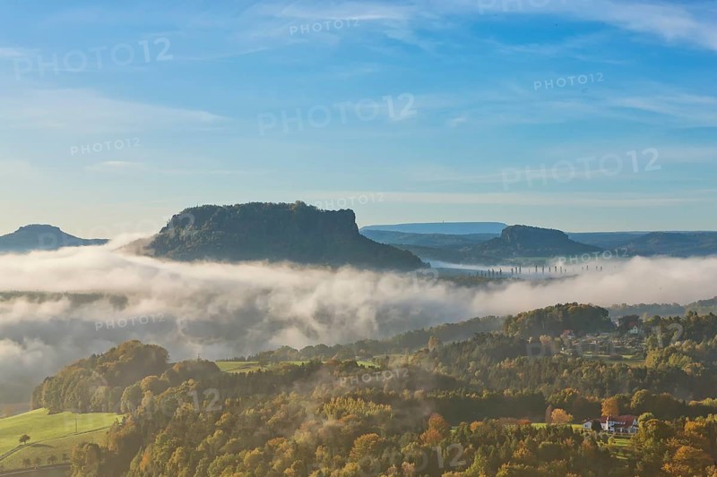 Lilienstein in the morning mist