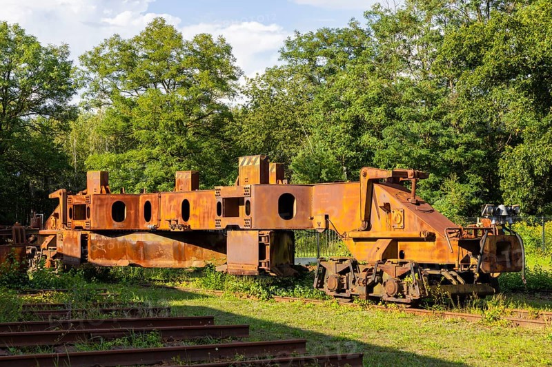The Knappenrode energy factory is one of the four sites of the Saxon Industrial Museum on the site of the disused Knappenrode briquette factory, which is now a listed building. Open-air site track back trailer., Knappenrode, Saxony, Germany, Europe