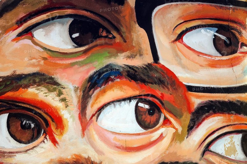 Wall painting, street art, graffiti, eyes, Beco do Maldonado, Alfama neighbourhood, Lisbon, Portugal, Europe