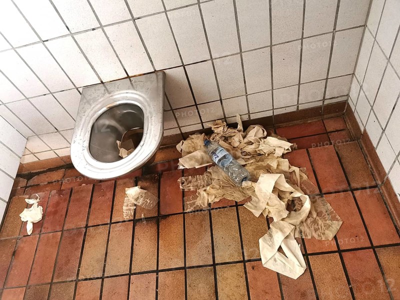 Dirty toilet in a motorway car park in Germany
