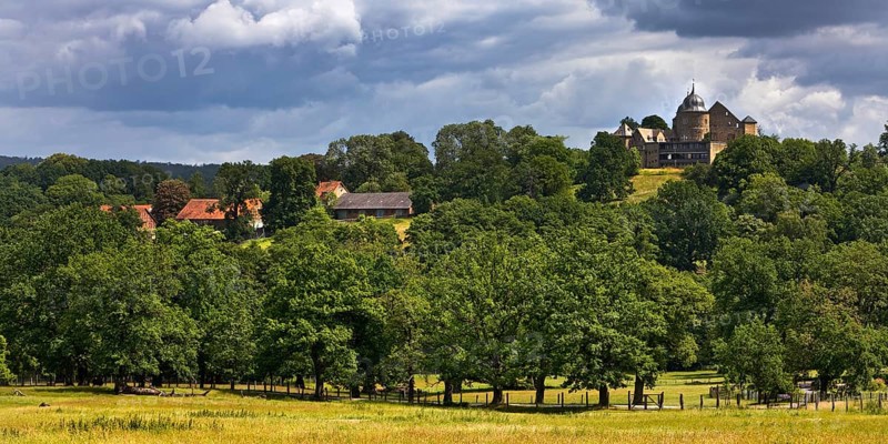 Sababurg, popularly known as Sleeping Beauty's Castle after the Brothers Grimm fairy tale, Hofgeismar, Reinhardswald, Hesse, Germany, Europe