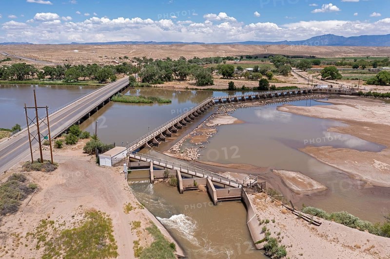 Isleta Pueblo, New Mexico, The Isleta Diversion dam sends water from the Rio Grande into irrigation canals. Much of the state is experiencing extreme drought, and farmers are not getting all the water they need to grow their crops in the desert