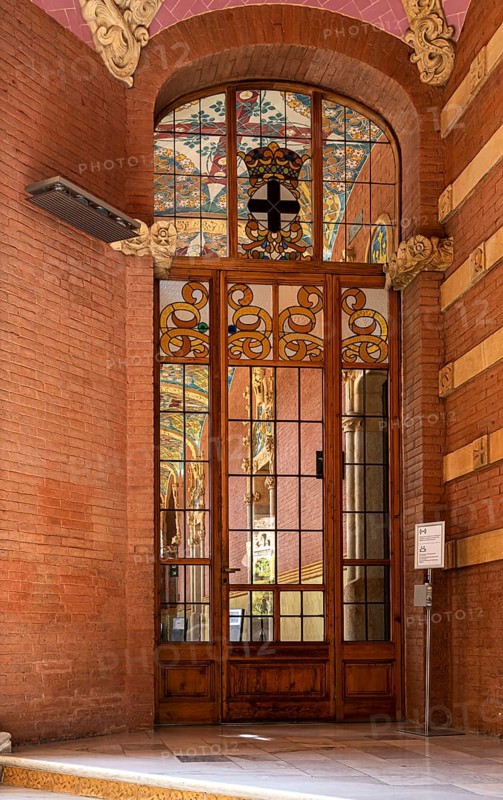 Interior view of the hall and corridors in the main building in the Hospital de la Santa Creu i Sant Pau by architect Lluís Domènech i Montaner, Barcelona, Catalonia