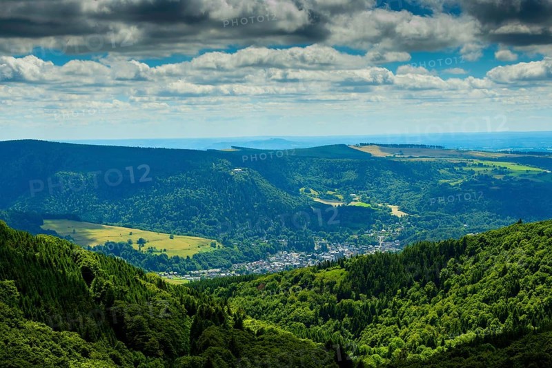 La Bourboule in Valley of Haute Dordogne, Sancy Massif, Puy de Dome, Auvergne Rhone Alpes, France, Europe