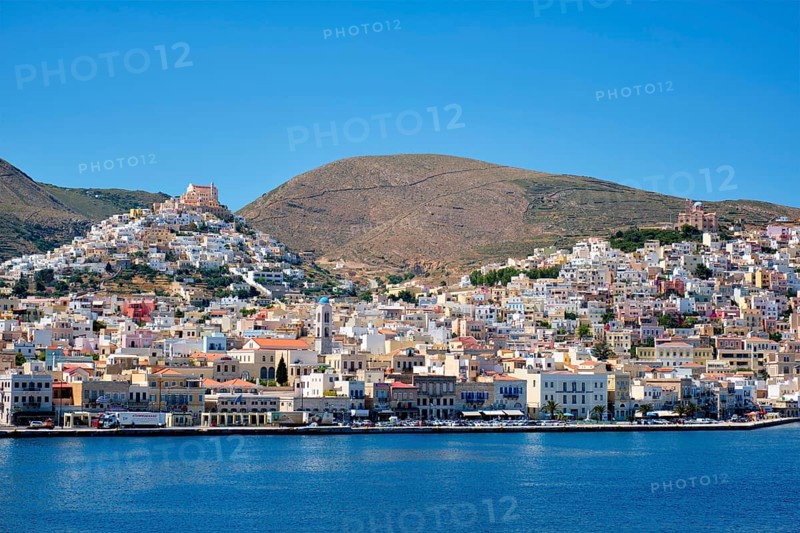 SYROS, GREECE, MAY 30, 2019: View of Syros town in Greece