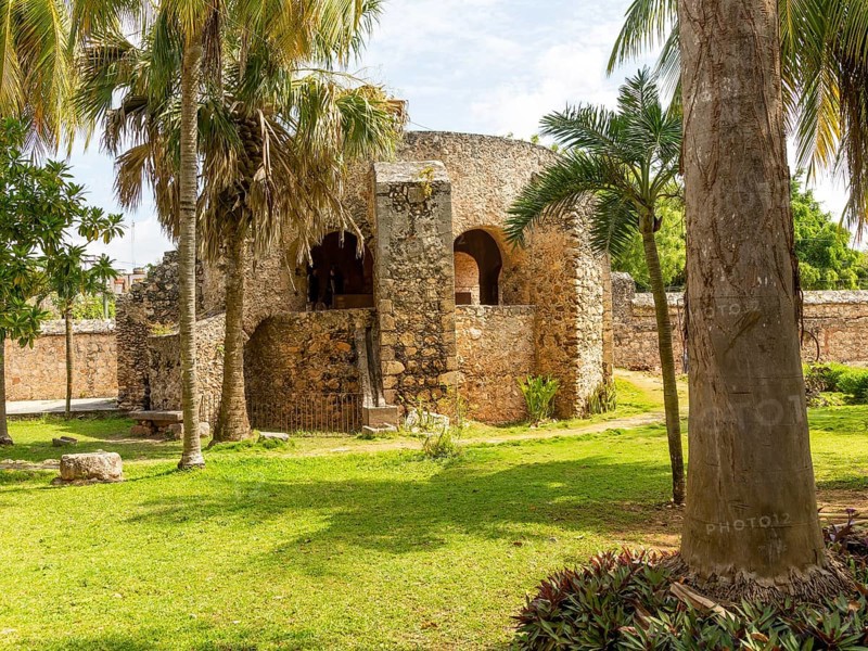 Covered cenote well at convent of San Bernardino of Sienna, Valladolid, Yucatan, Mexico, Central America