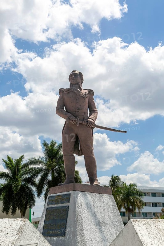 Statue sculpture of Capitan de Fragata Pedro Sainz de Baranda y Barreiro died 1845, Campeche city, Campeche State, Mexico, Central America