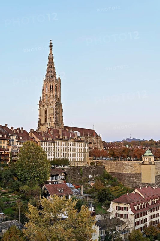 View of the old town, Bern Minster, Bern, Canton of Bern, Switzerland, Europe