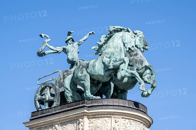 Sculpture on Heroes' Square, Budapest, Hungary, Europe