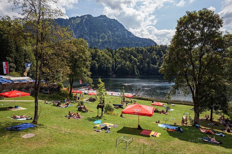 Freibergsee lido, Oberstdorf, Oberallgäu, Allgäu, Bavaria, Germany, Europe