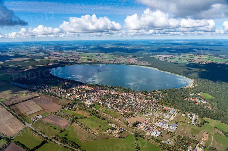 Aerial view of Arendsee, Altmark, water, lake, place, Saxony-Anhalt, Germany, Europe