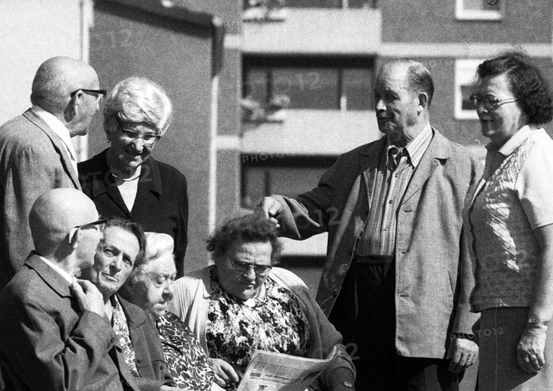 This group of pensioners, seen here on 18 August 1971 in Dortmund, are suffering with their pensions under the inflationary development and have joined forces to point out that Germany is not a country of the future
