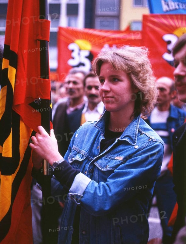 DEU, Germany: The historical slides from the 84-85 r years, Ruhr area. IG Metall demonstration in favour of a 35-hour week ca. 1984