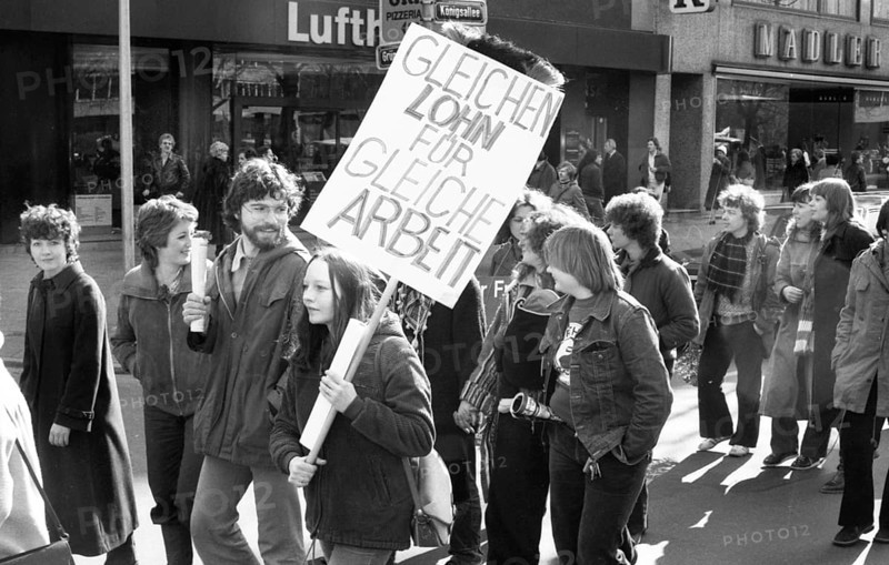Equal pay was one of the main demands of woman at the International Women's Day demonstration in Düsseldorf, Germany on 08.03.1980
