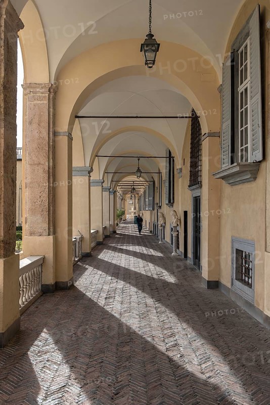 Arcade at the garden of the Villa del Principe, Palazzo di Andrea Doria, Piazza dei Principe, Genoa. Italy