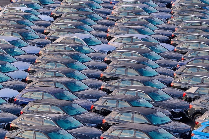 Large number of cars on assembly point, Brand Audi, Germany, Europe
