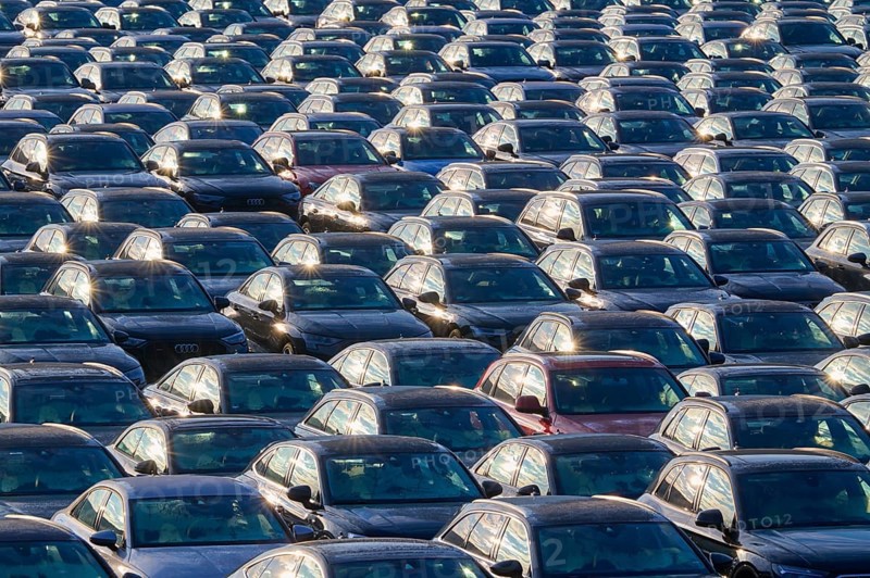 Large number of cars on assembly point, Brand Audi, Germany, Europe