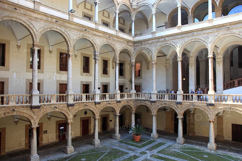 City of Palermo, Palazzo Reale, Royal Palace, also called Palazzo dei Normanni or Norman Palace, in the courtyard, UNESCO World Heritage Site, Sicily, Italy, Europe