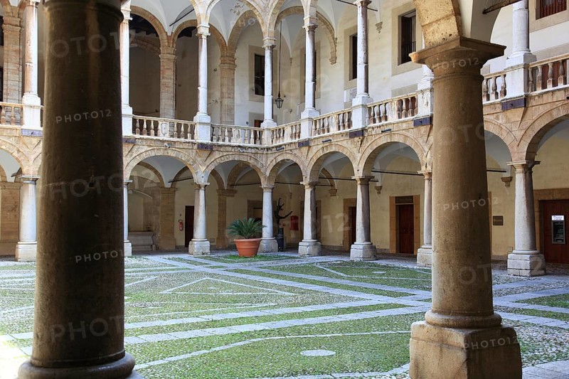 City of Palermo, Palazzo Reale, Royal Palace, also called Palazzo dei Normanni or Norman Palace, in the courtyard, UNESCO World Heritage Site, Sicily, Italy, Europe