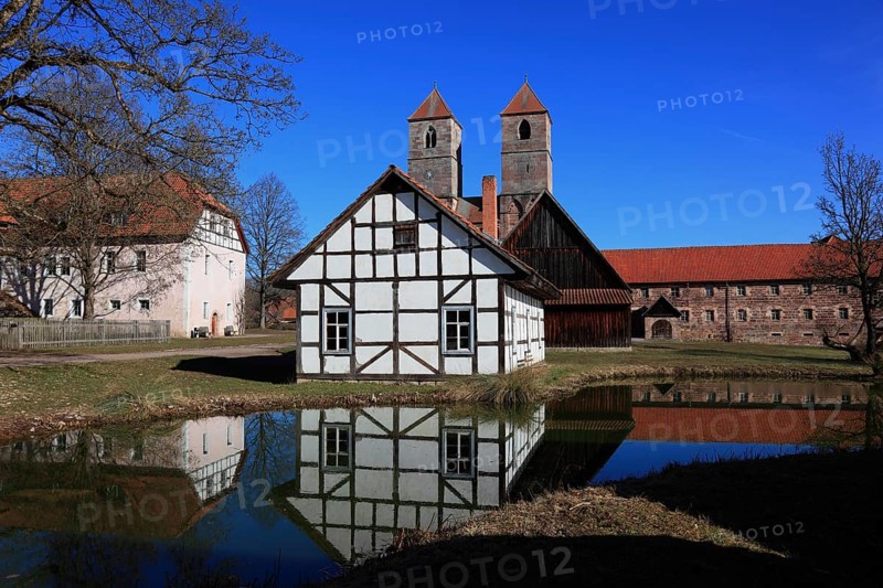 Buildings in the Henneberg Open-Air Museum in Kloster Veßra, Hildburghausen County, Thuringia, Germany, Europe