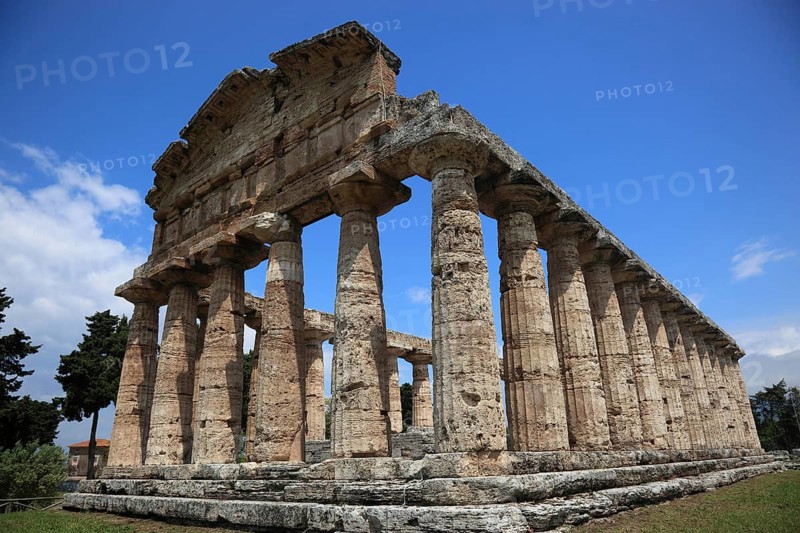 The Athenaion, Temple of Ceres or Temple of Athena in Paestum, Campania, Italy, Europe