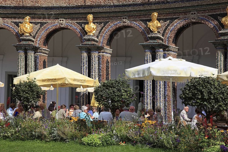 Cafe at the New Palace and Sun Temple in the Hermitage in Bayreuth, Upper Franconia, Bavaria, Germany, Europe