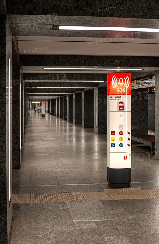 Emergency call box on the platform of the U station Museumsinsel, Berlin, Germany, Europe