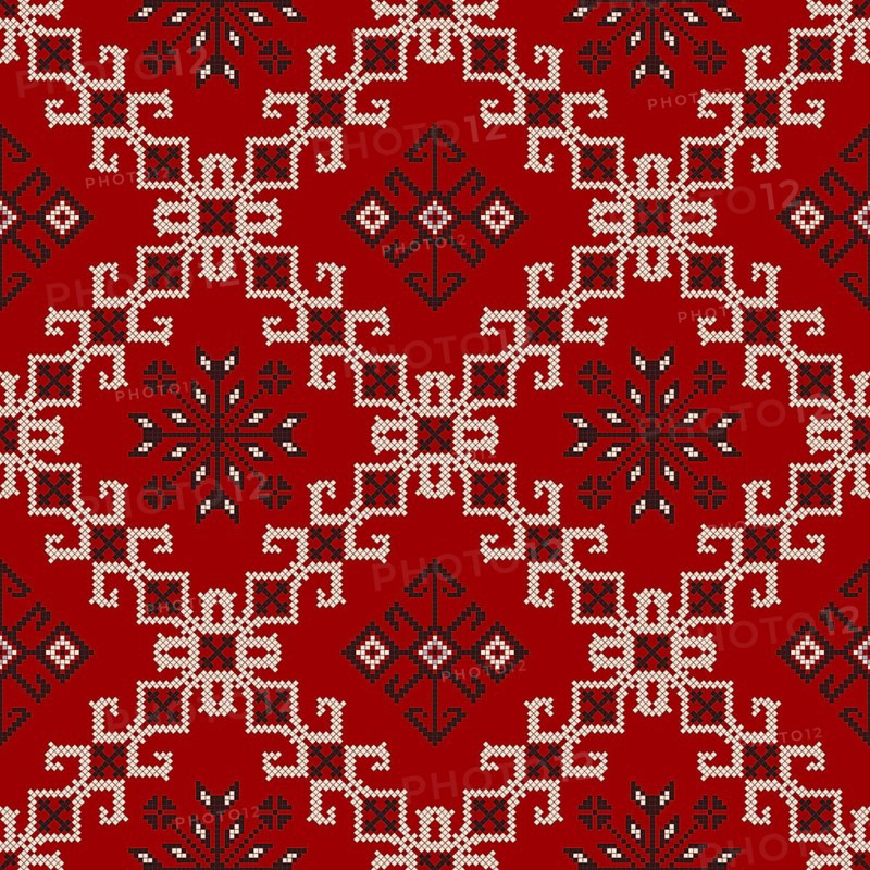 Traditional Georgian folk art embroidery vector pattern