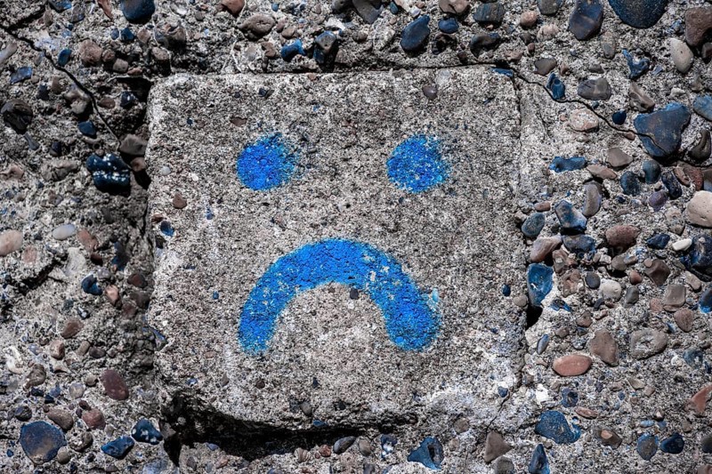 Smiley, emoji on a house wall, sad face, Denmark, Europe