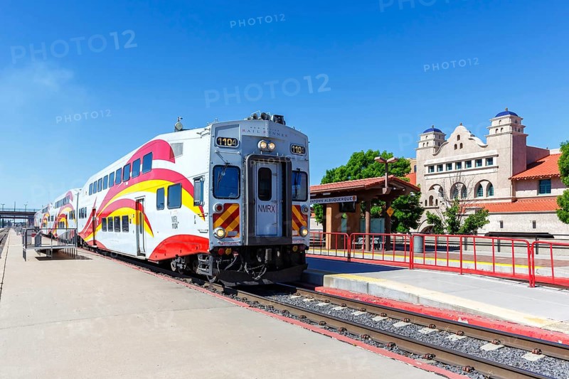 New Mexico Rail Runner Express regional train railway in Albuquerque, USA, North America