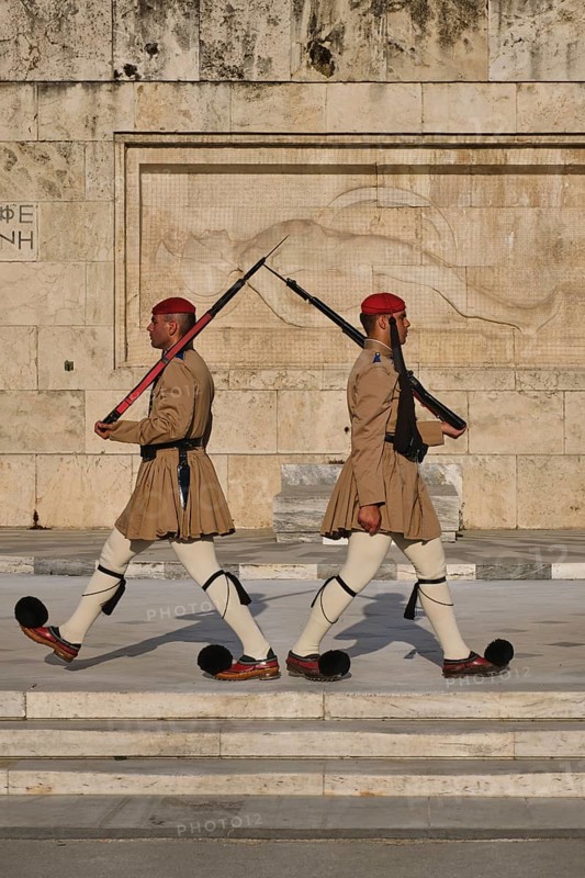 ATHENS, GREECE, MAY 20, 2010: Changing of the presidential guard Evzones in front of the Monument of the Unknown Soldier near Greek Parliament, Syntagma square, Athenes, Greece, Europe