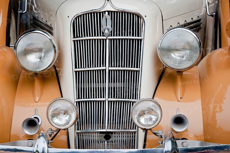 CHENNAI, INDIA, JULY 24: Car grill and headlamps of Plymouth PJ 1935 (retro vintage car) on Heritage Car Rally 2011 of Madras Heritage Motoring Club at Egmore on July 24, 2011 in Chennai, India, Asia