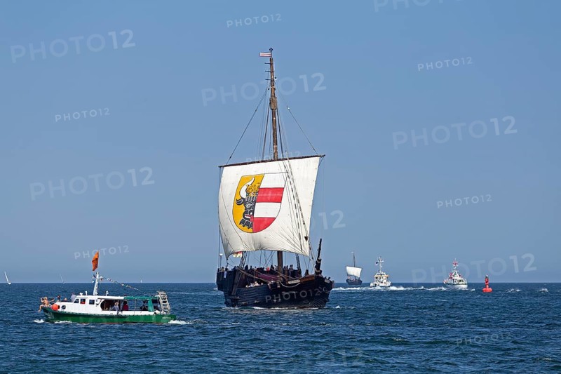 Hanseatic Cog, Baltic Sea, Hanse Sail, Warnemünde, Rostock, Mecklenburg-Western Pomerania, Germany, Europe