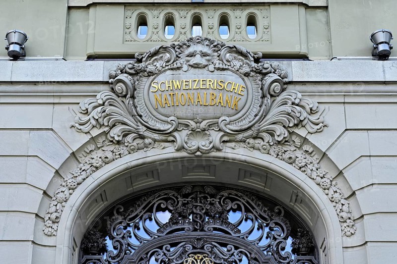 Lion medallion above the main portal, Swiss National Bank, Bern, Switzerland, Europe