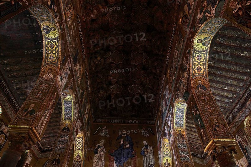 City of Palermo, Palazzo Reale, Royal Palace, also called Palazzo dei Normanni or Norman Palace, in the Cappella Palatina, UNESCO World Heritage Site, Sicily, Italy, Europe
