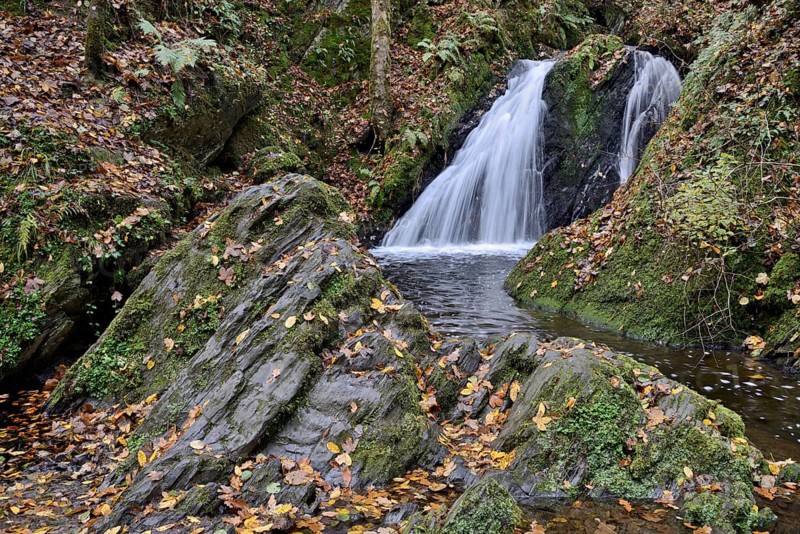 Waterfall in the wild Endert Valley, Moselle, Rhineland-Palatinate, Germany, Europe